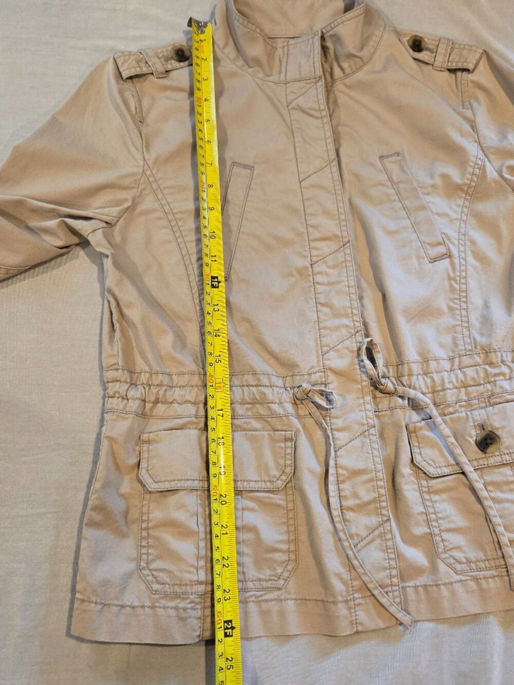LOFT Tan Utility Jacket Safari Cargo Field Coat Size M NWOT - Picture 6 of 12